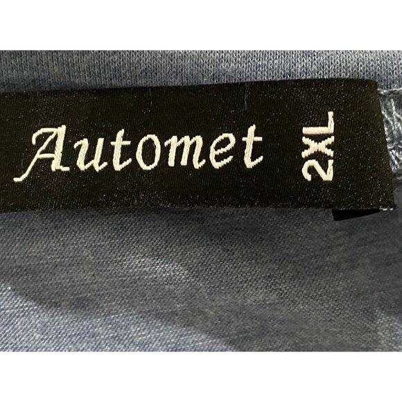Automet Mens Size 2XL Top Long Sleeve Blue Stretch Polyblend - Picture 5 of 9